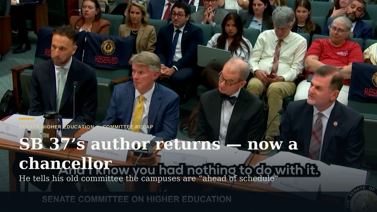 SB 37’s author, now Tech Chancellor, tells his old committee the campuses are “ahead of schedule”