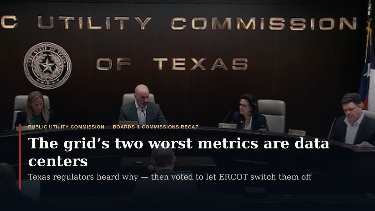 Two reliability metrics on the Texas grid are trending the wrong way for a second straight year. Both of them are data centers.