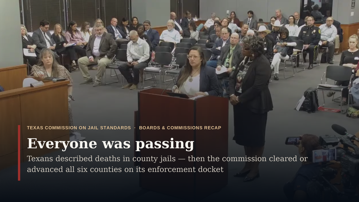More than twenty Texans told the jail commission how people died in county custody