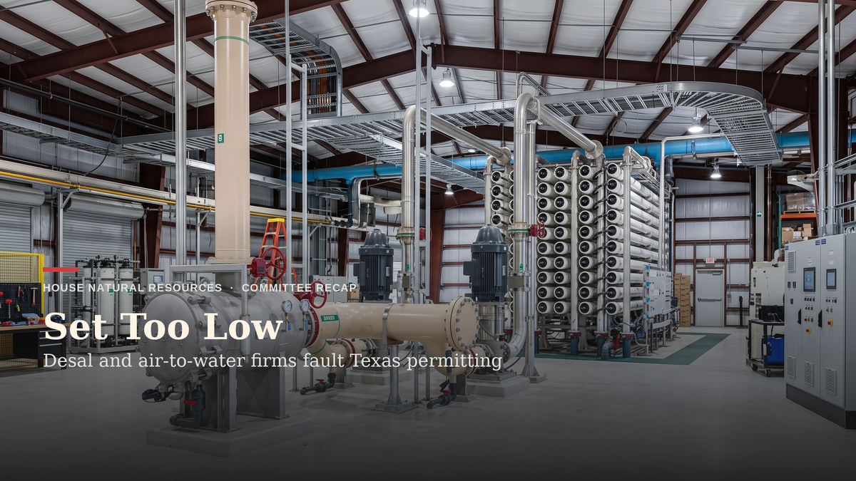 Desalination and Air-to-Water Firms Tell Texas Its Own Rules Are Blocking New Supply
