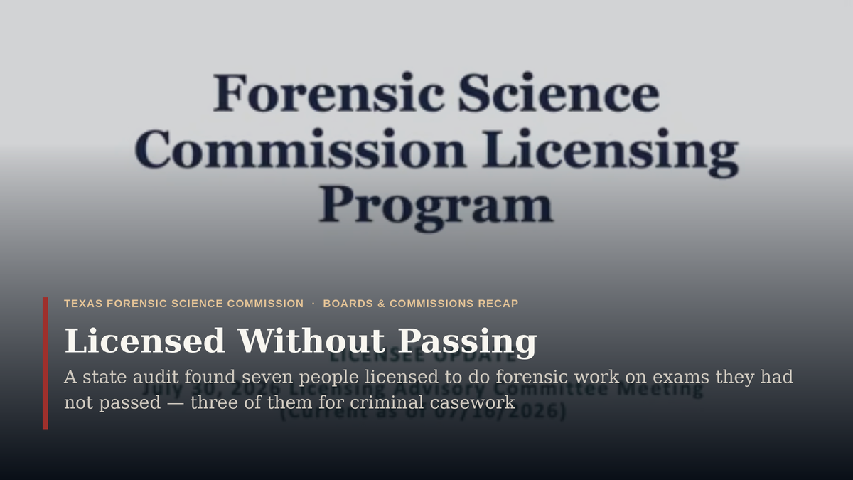 Seven Texas Forensic Analysts Were Licensed on Exams They Had Not Passed