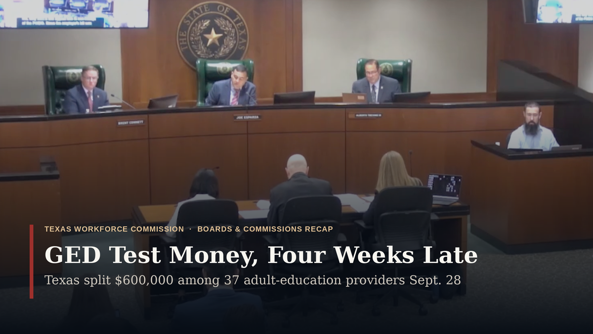 Texas Sets Aside $600,000 for Adults’ GED Tests, Four Weeks Past Deadline