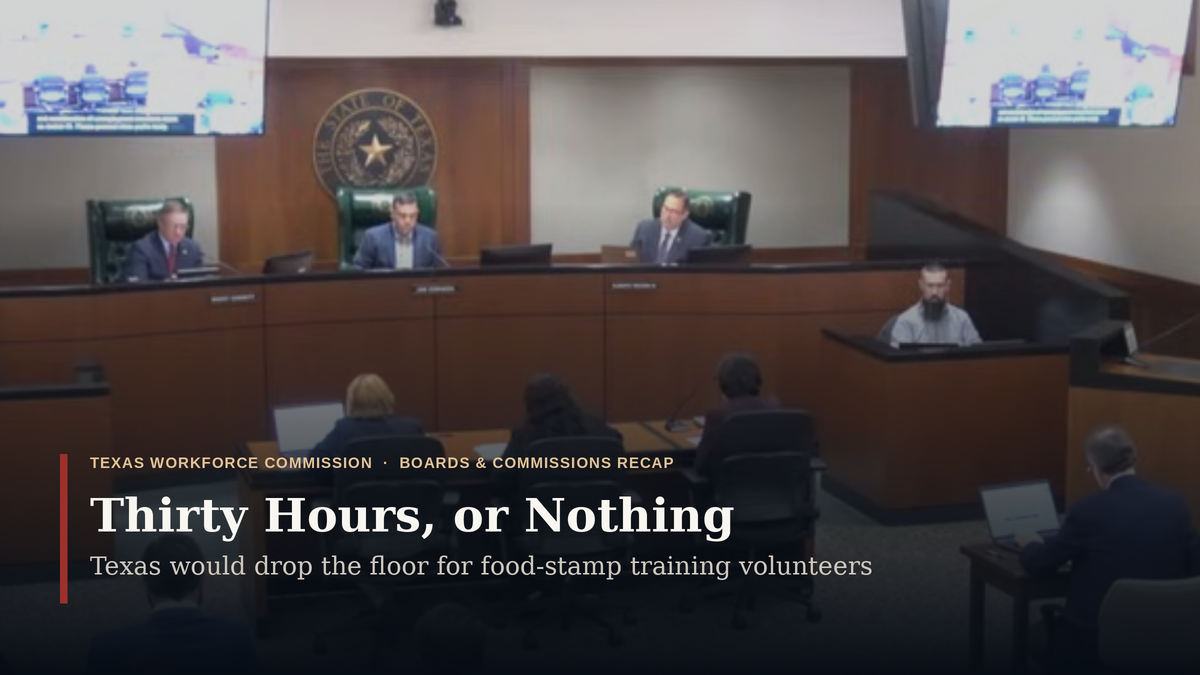 Texas Moves to Drop the 30-Hour Rule for Food-Stamp Training Volunteers