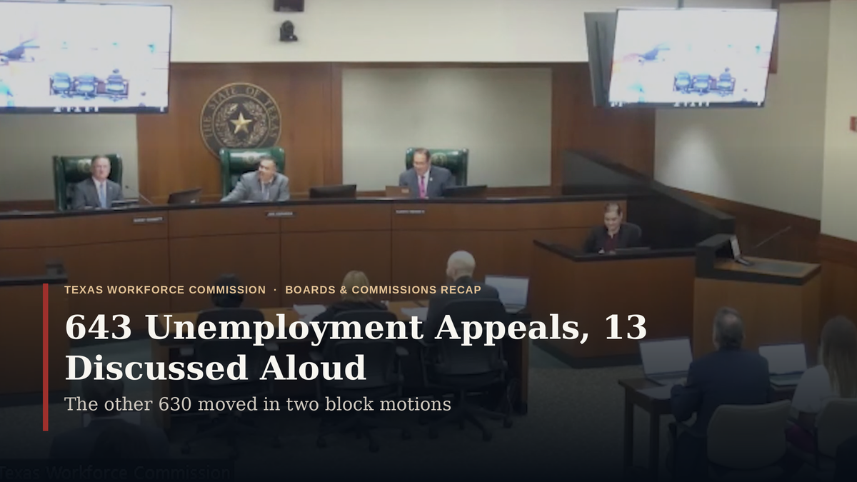 Texas Ruled on 643 Unemployment Appeals in One Meeting and Debated 13 Aloud