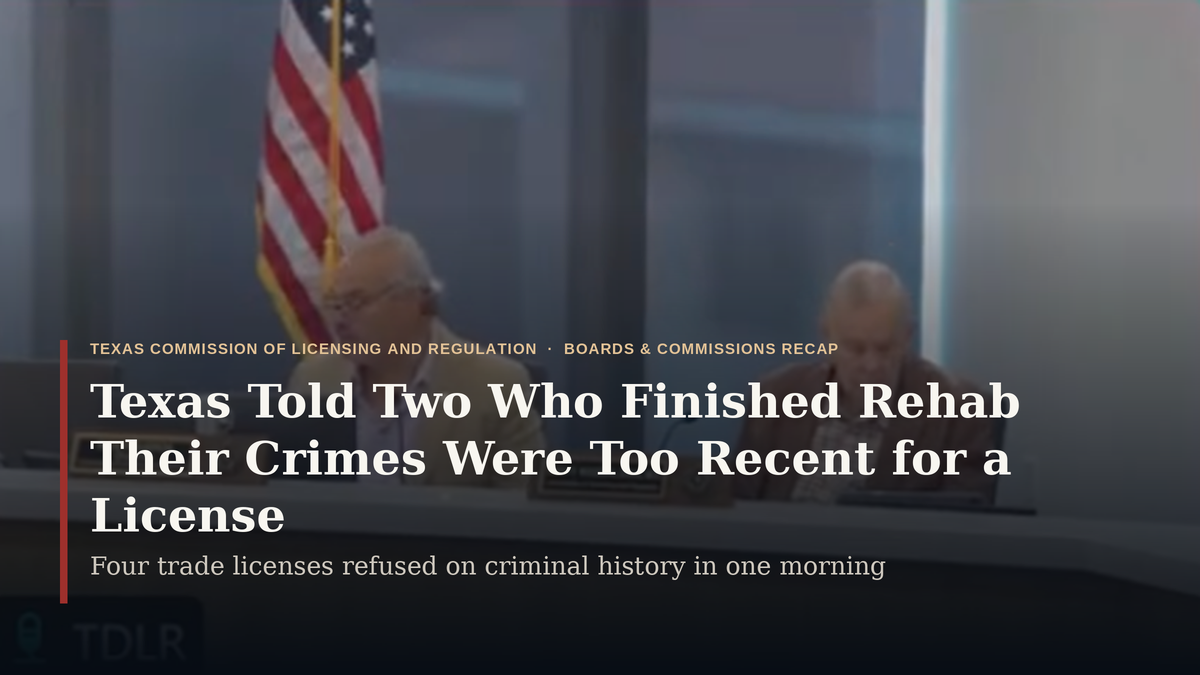 Texas Told Two Who Finished Rehab Their Crimes Were Too Recent for a License